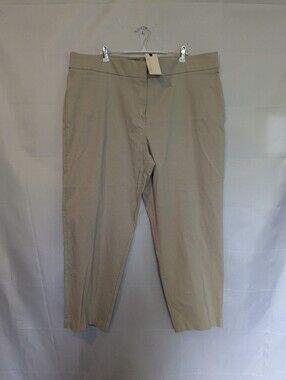 Emaline Woman Plus Size High Rise Straight Leg Cropped Chinos Pants 22W Tan NWT